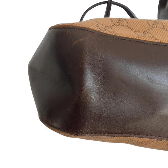 Gucci Tote Bag Mini GG Brown & Beige Denim Brown Leather Trimmed - Picture 6 of 14